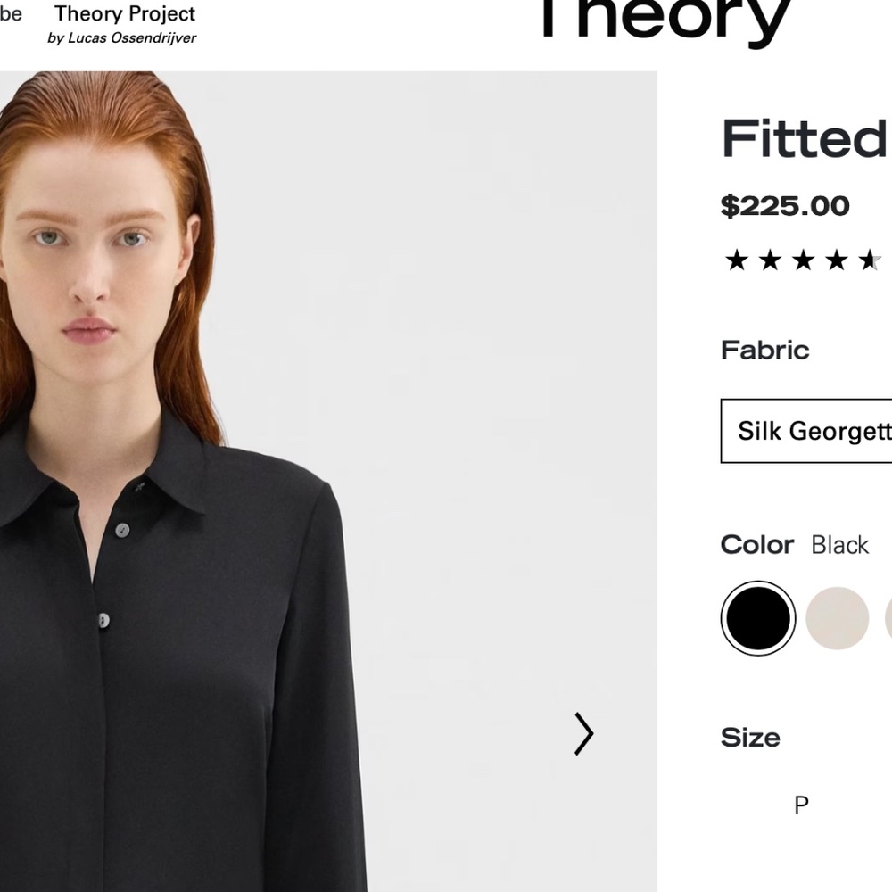 Theory Slim Silk Georgette Blouse - NWT SZ S